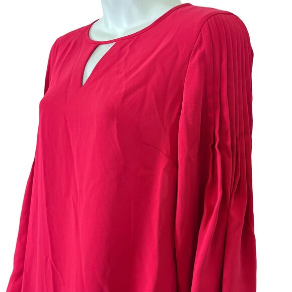 Ann Taylor Womens Red Long Flare Sleeve Shift Style Lined Mini Key Hole Dress 2 - Picture 8 of 16